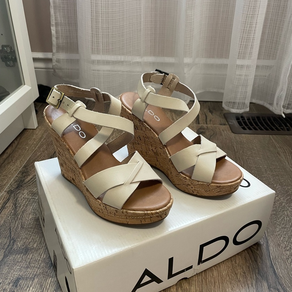 ALDO Beige Wedge Sandals
